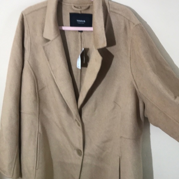 Torrid 3 TAUPE WOOLEN BUTTON FRONT DUSTER COAT - Picture 11 of 12